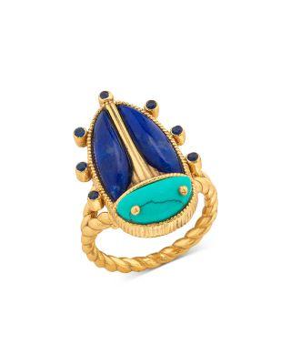 Amethyst & Turquoise Scarab Grande Ring by CAPUCINE DE WULF