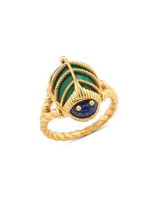 Amethyst & Turquoise Scarab Petite Ring by CAPUCINE DE WULF