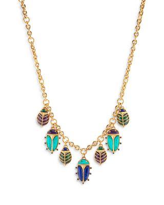 Multi Gemstone Scarab Family Charm Necklace by CAPUCINE DE WULF