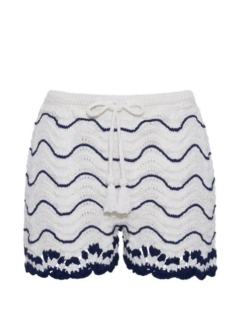 Aicha wave-stripe crochet shorts by CARA CARA