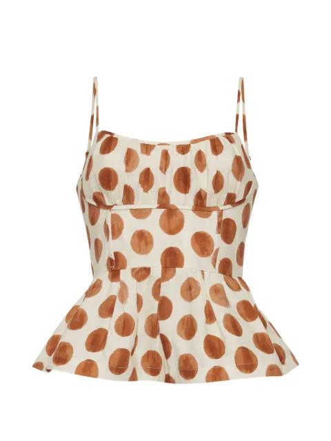 Alba polka-dot peplum top by CARA CARA