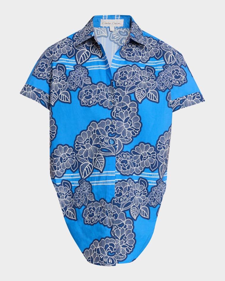 Asbury Tie-Front Cotton Button-Front Top by CARA CARA