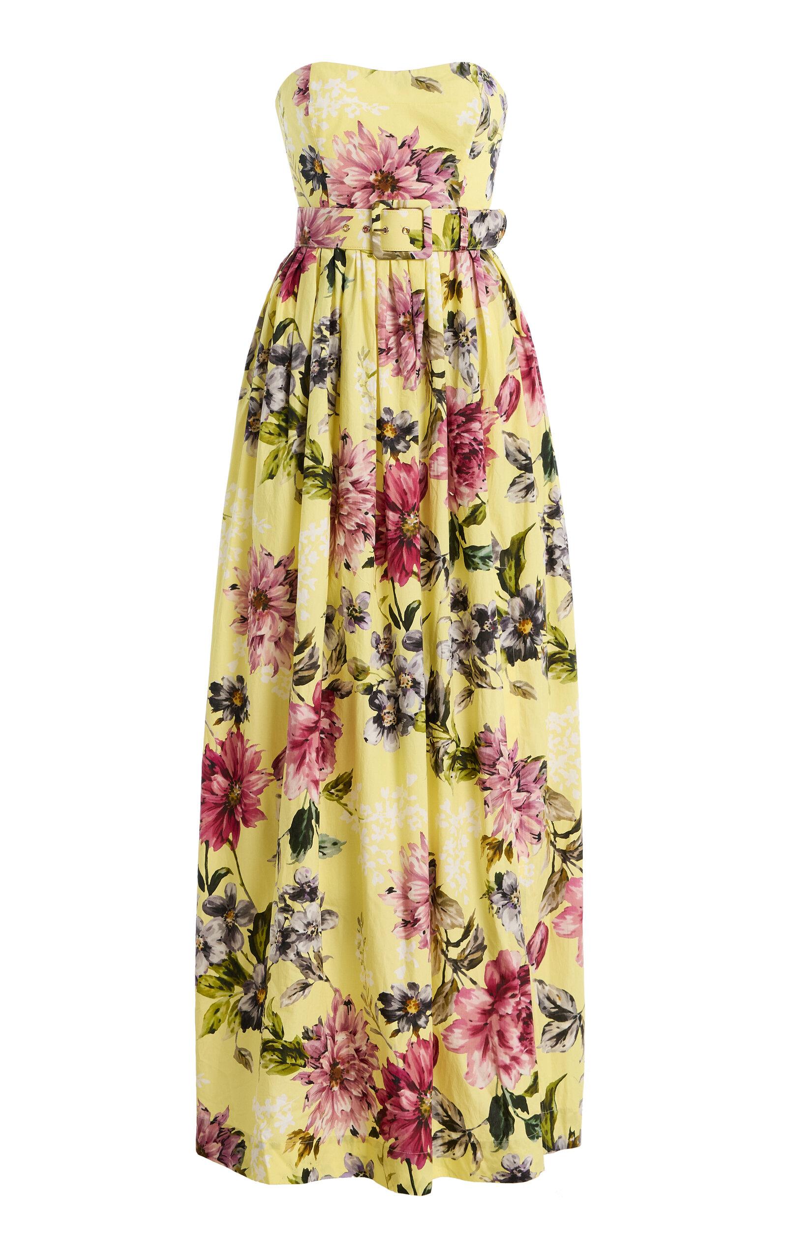 Cara Cara Greenfield Belted Strapless Floral Cotton Maxi Dress - Moda Operandi by CARA CARA