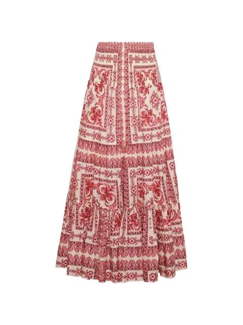 Emilia tiered scarf-print maxi skirt by CARA CARA