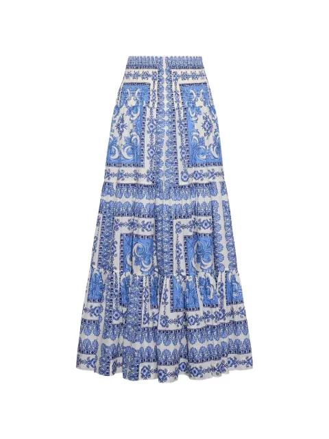 Emilia tiered scarf-print maxi skirt by CARA CARA
