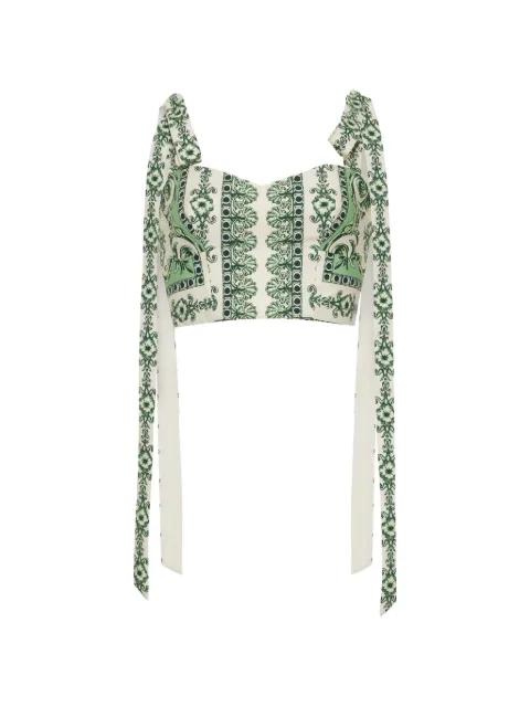 Faiza tie-straps floral-print cropped top by CARA CARA