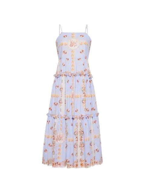 Harbour tiered seashell-print midi dress by CARA CARA