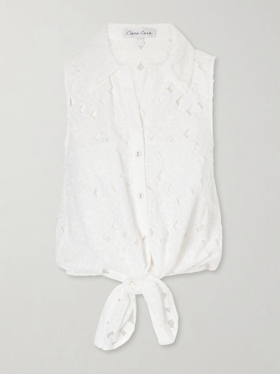 Highland knotted embroidered cotton blouse by CARA CARA