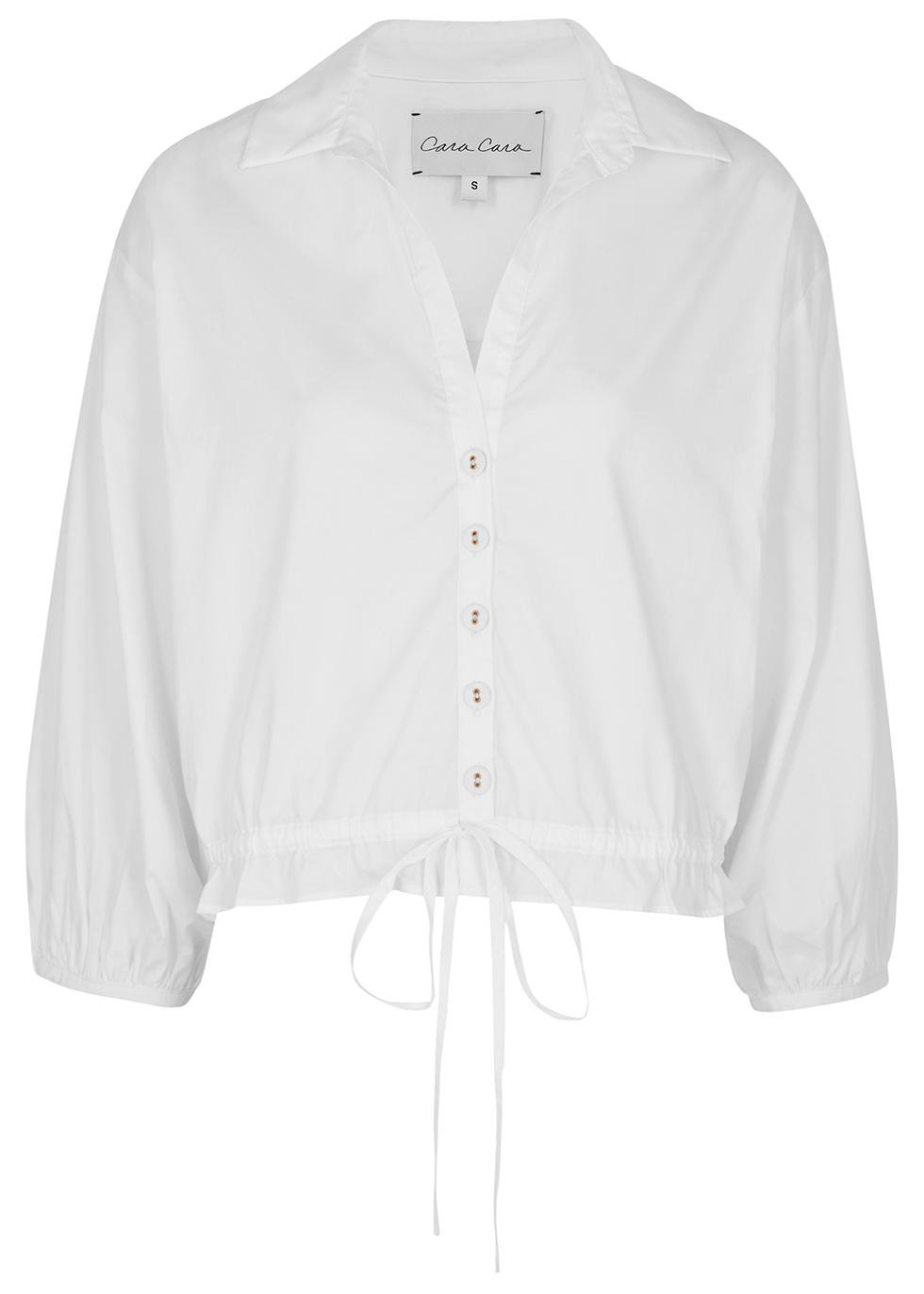 Hutton white cropped cotton-poplin blouse by CARA CARA