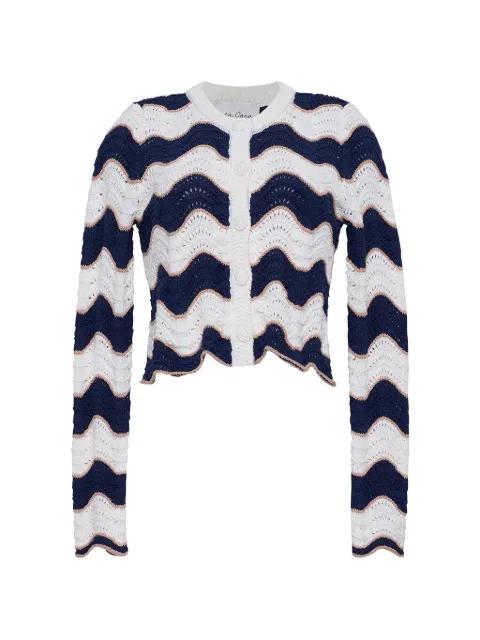 Jolene wave-stripe crochet cardigan by CARA CARA