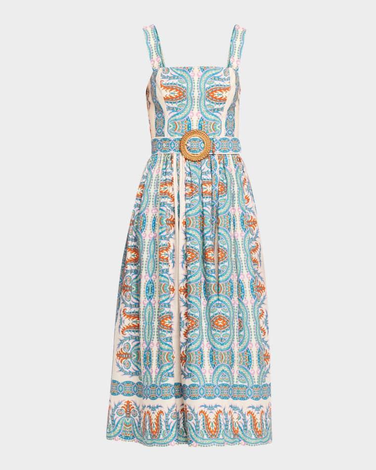 Julie Belted Poplin Midi Dress by CARA CARA