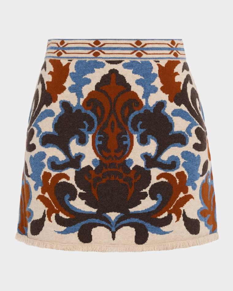 Lindy Jacquard Knit Wool-Blend Mini Skirt by CARA CARA