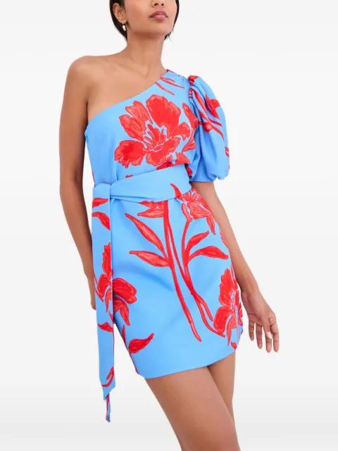Lucia floral-print one-shoulder mini dress by CARA CARA