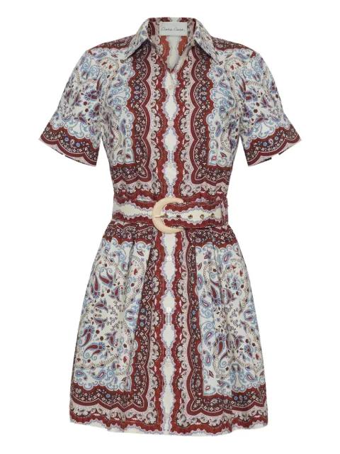 Malena paisley-print belted mini dress by CARA CARA