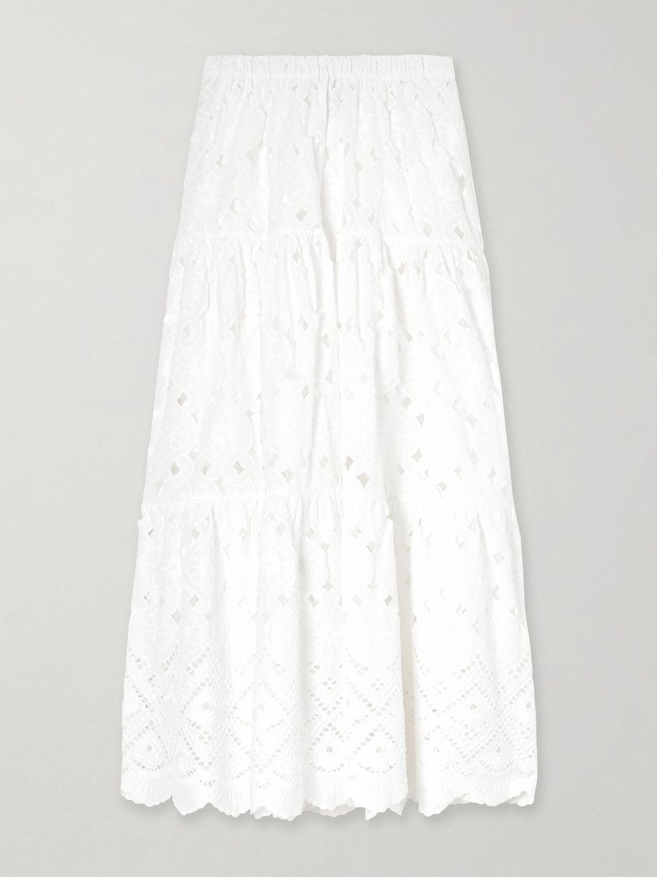 Melanie broderie anglaise cotton midi skirt by CARA CARA