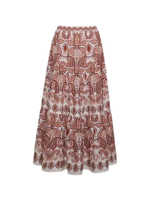 Melanie paisley-print tiered long skirt by CARA CARA