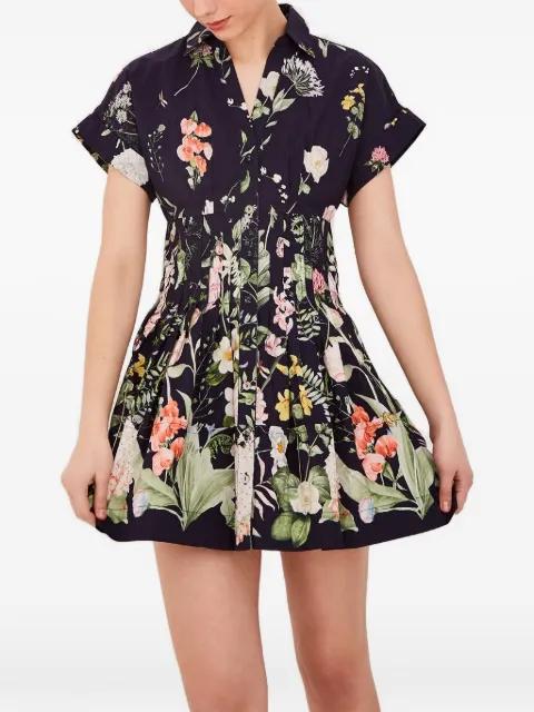 Nash shirred floral-print dress by CARA CARA