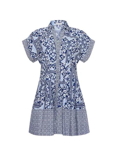 Nash tile-print mini shirtdress by CARA CARA