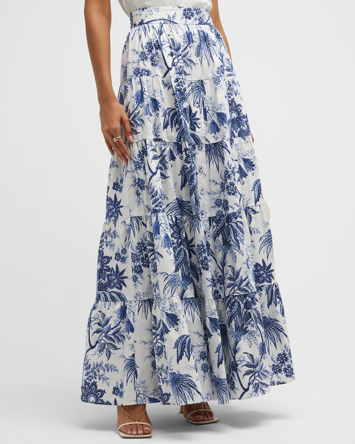 Nathali Tiered Cotton Sateen Maxi Skirt by CARA CARA Nathali Tiered Cotton Sateen Maxi Skirt by CARA CARA