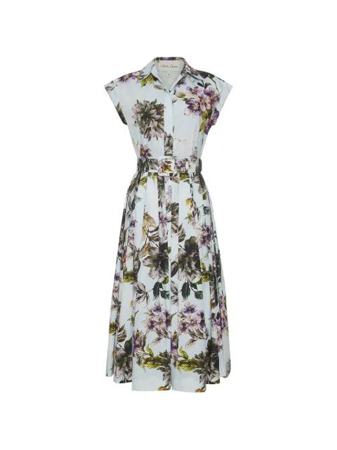 Octavia belted floral-print midi dress by CARA CARA