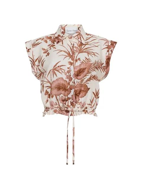 Octavia floral-print linen top by CARA CARA