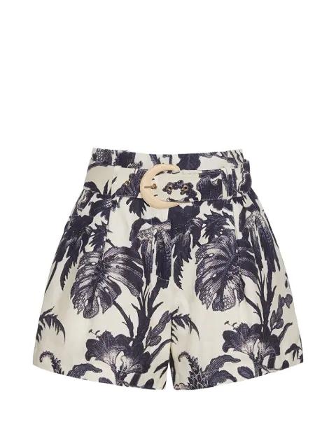 Palmer floral-pattern buckled shorts by CARA CARA