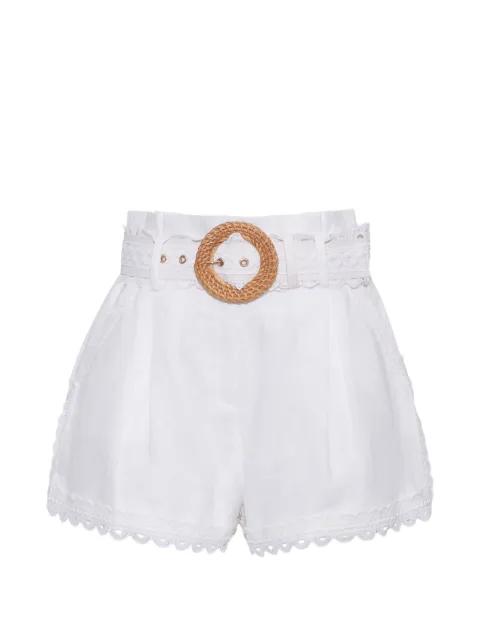 Pierce lace-trim belted shorts by CARA CARA