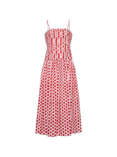 Rahi ruched polka-dot midi dress by CARA CARA