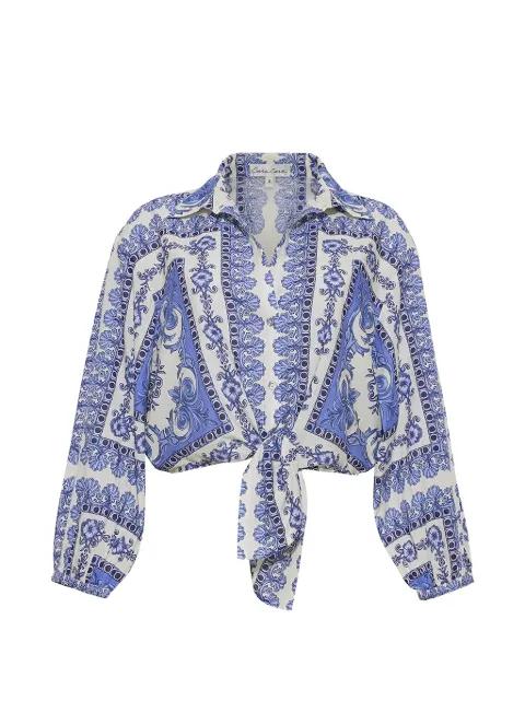 Rumson tie-front button-up shirt by CARA CARA