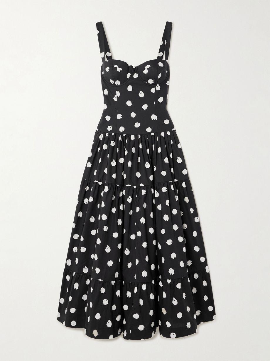 Santiago smocked tiered polka-dot cotton-poplin midi dress by CARA CARA Santiago smocked tiered polka-dot cotton-poplin midi dress by CARA CARA