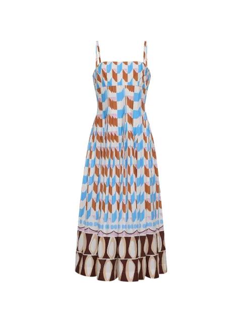 Sea Island geometric-print midi dress by CARA CARA