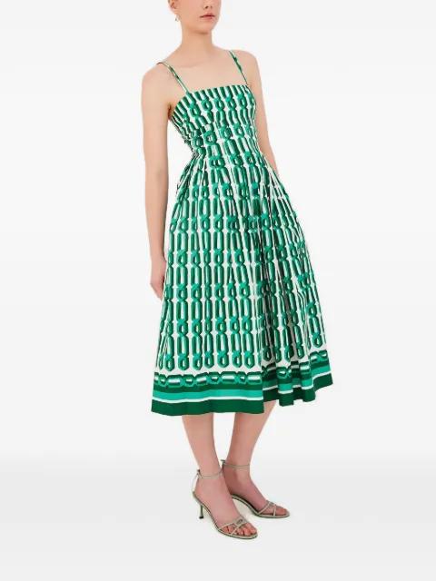 Sea Island geometric-print midi dress by CARA CARA