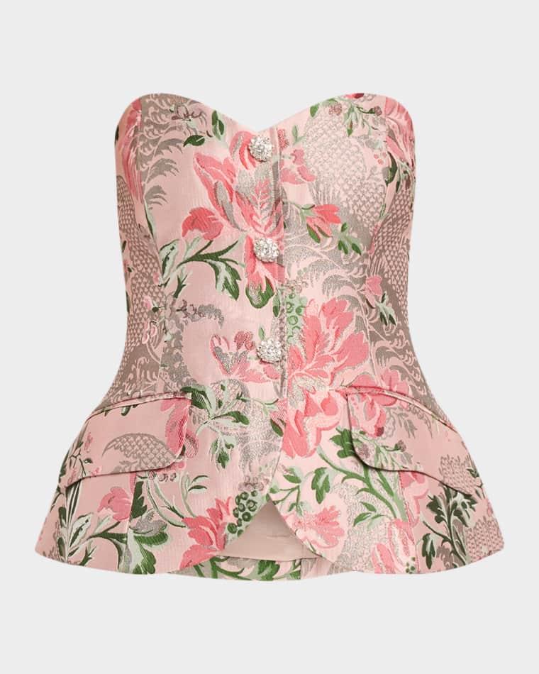Wes Floral Jacquard Corset by CARA CARA