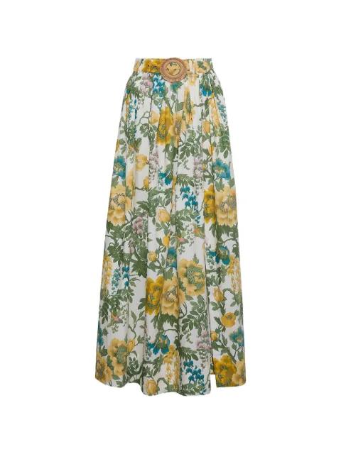 belted floral-print maxi skirt by CARA CARA