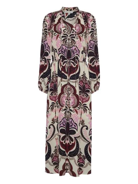 geometric-print drawstring day dress by CARA CARA
