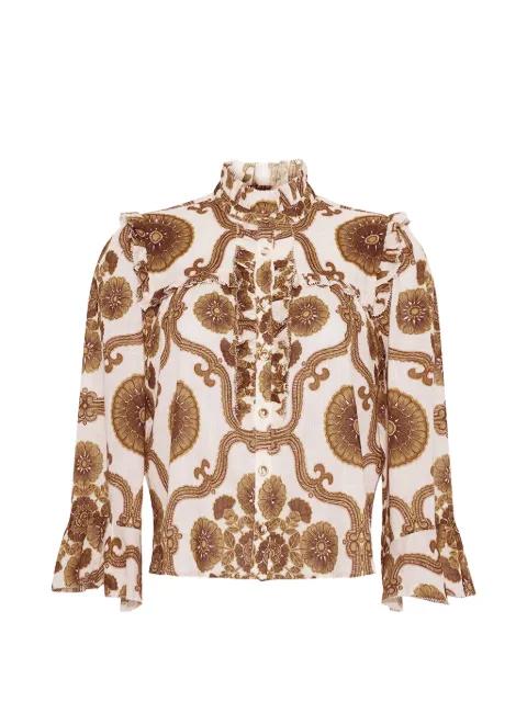 ruffle-trimmed floral-print top by CARA CARA