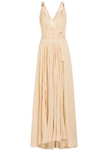Adjustable tie halterneck cotton-blend maxi dress by CARAVANA