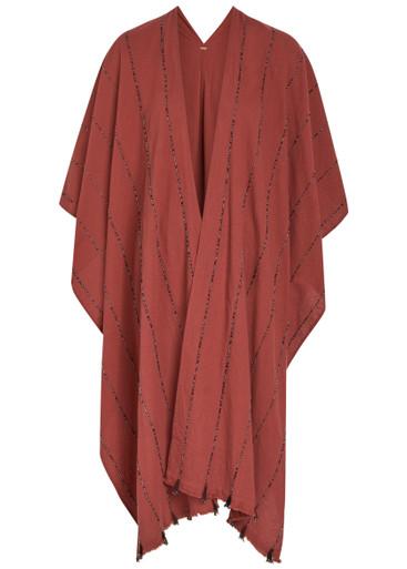 Bead embellished cotton cape by CARAVANA