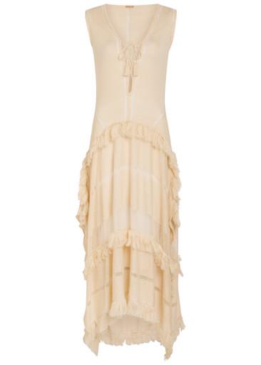 Ladder effect fine-knit linen-blend maxi dress by CARAVANA