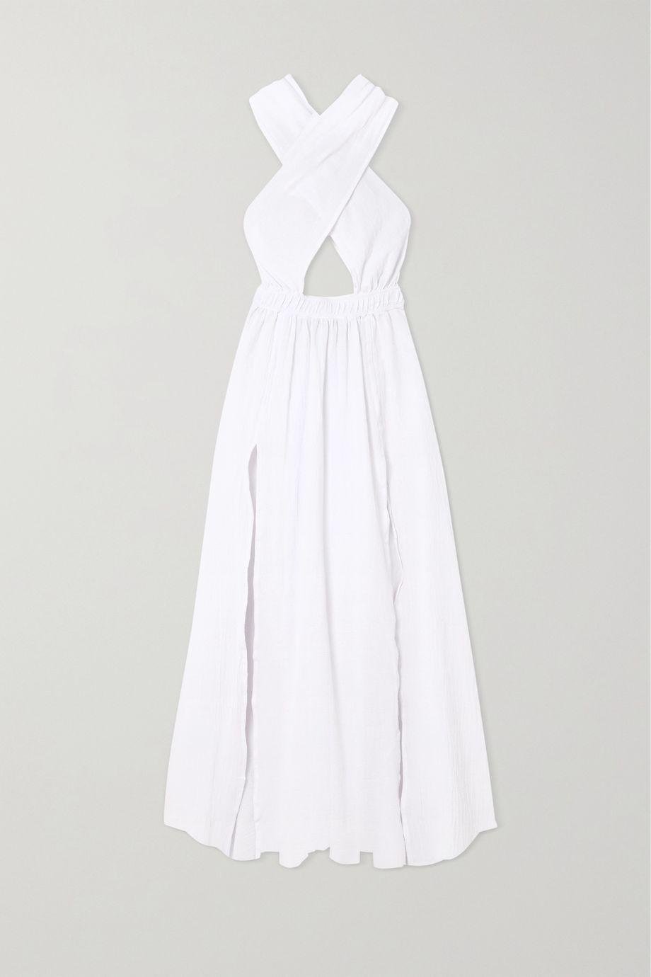 + NET SUSTAIN Pucte cutout cotton-voile halterneck maxi dress by CARAVANA