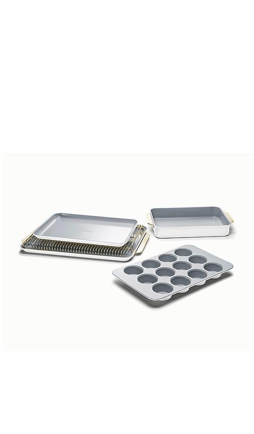 Caraway Non-toxic Ceramic Non-stick Half Bakeware Set in White by CARAWAY