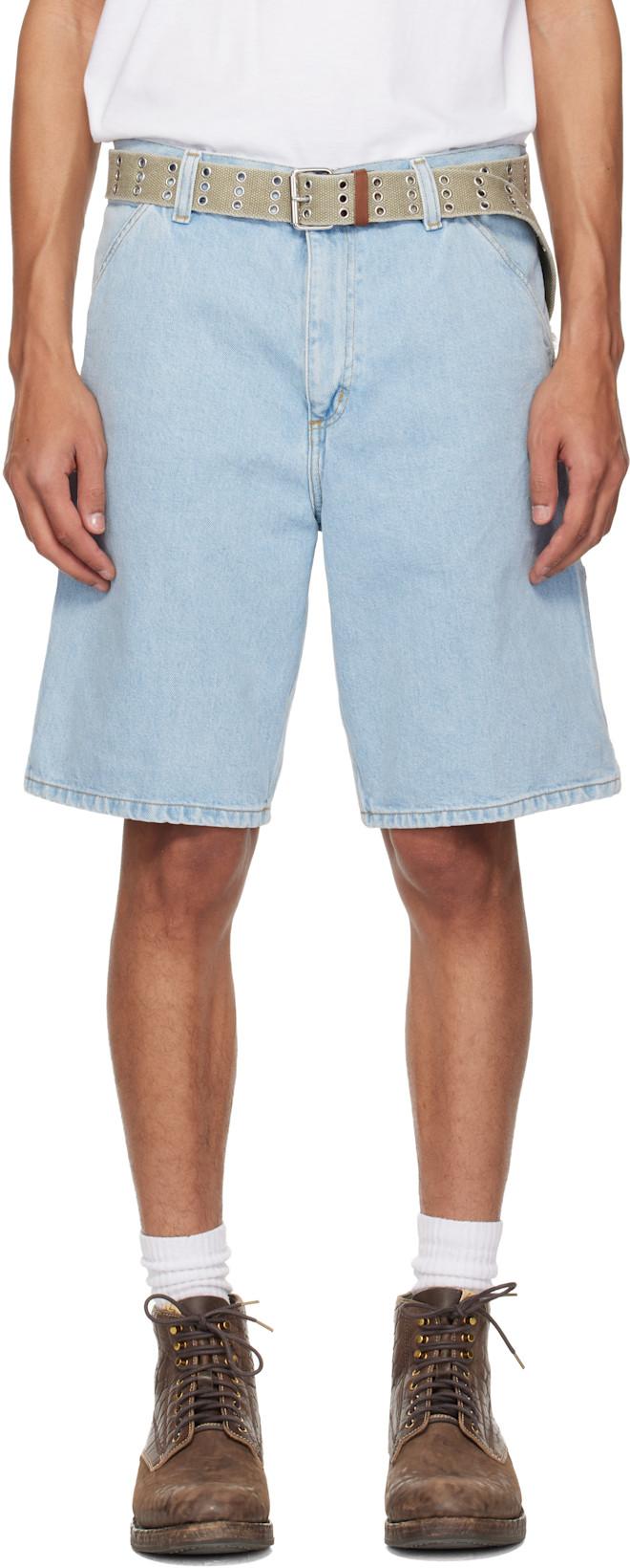 Blue Single Knee Denim Shorts by CARHARTT WIP