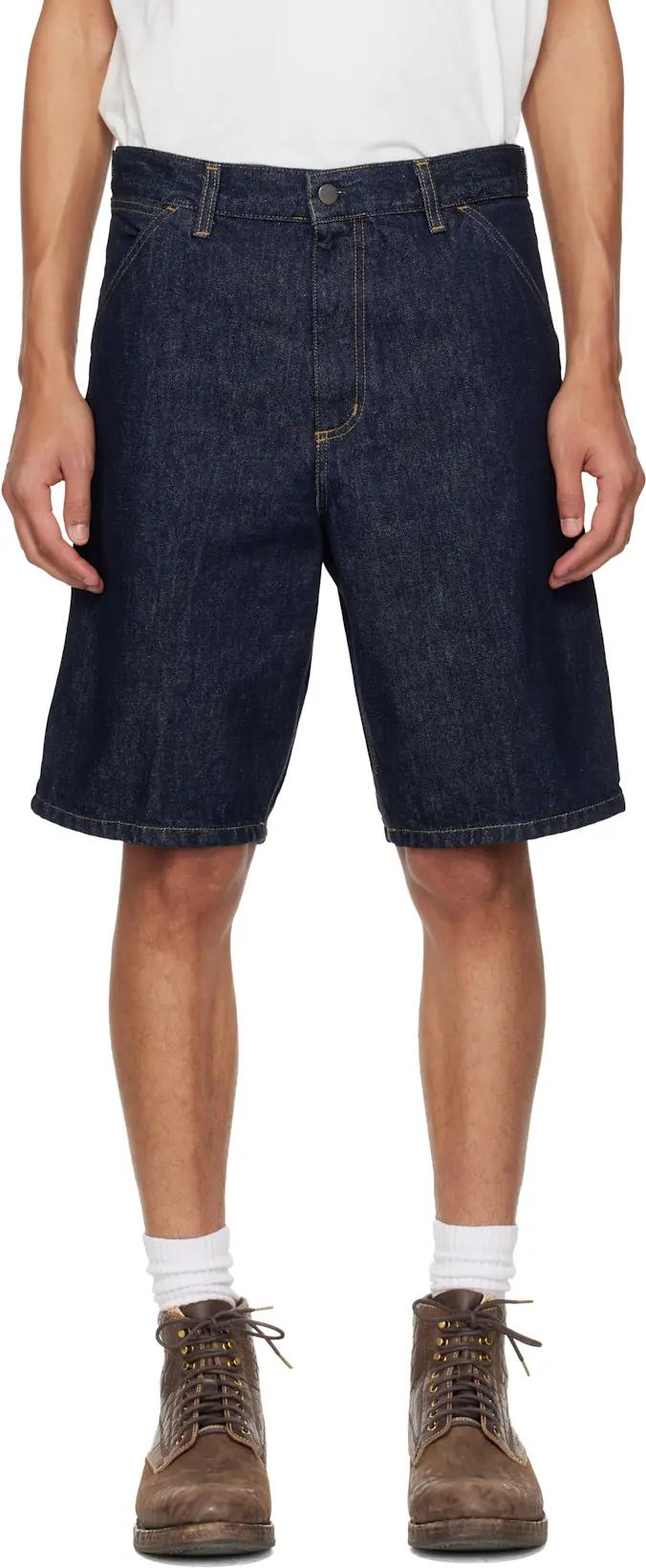 Blue Single Knee Denim Shorts by CARHARTT WIP