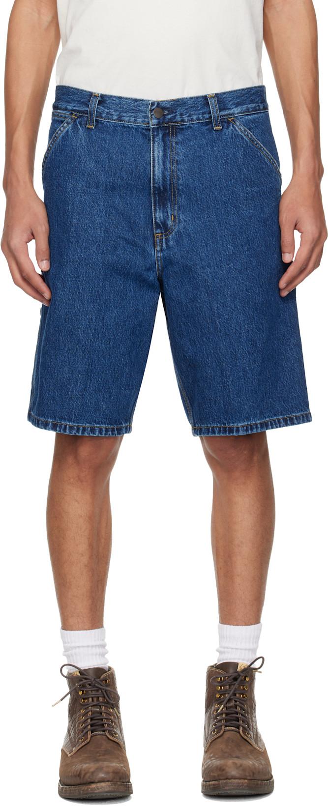 Blue Single Knee Denim Shorts by CARHARTT WIP