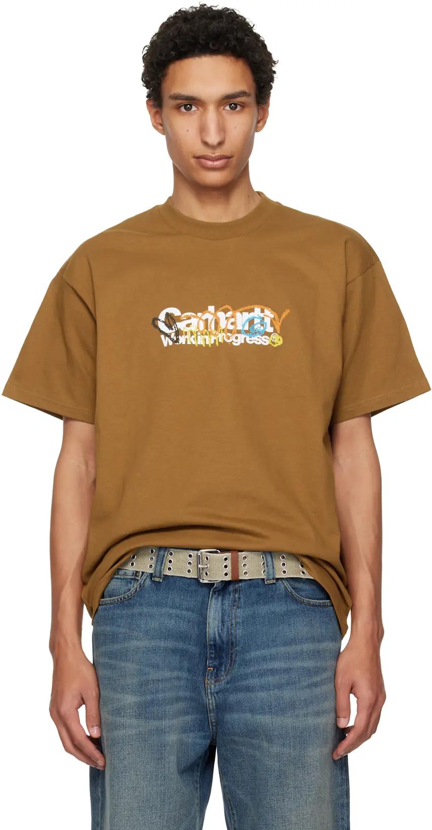 Brown S/S Primary T-shirt by CARHARTT WIP