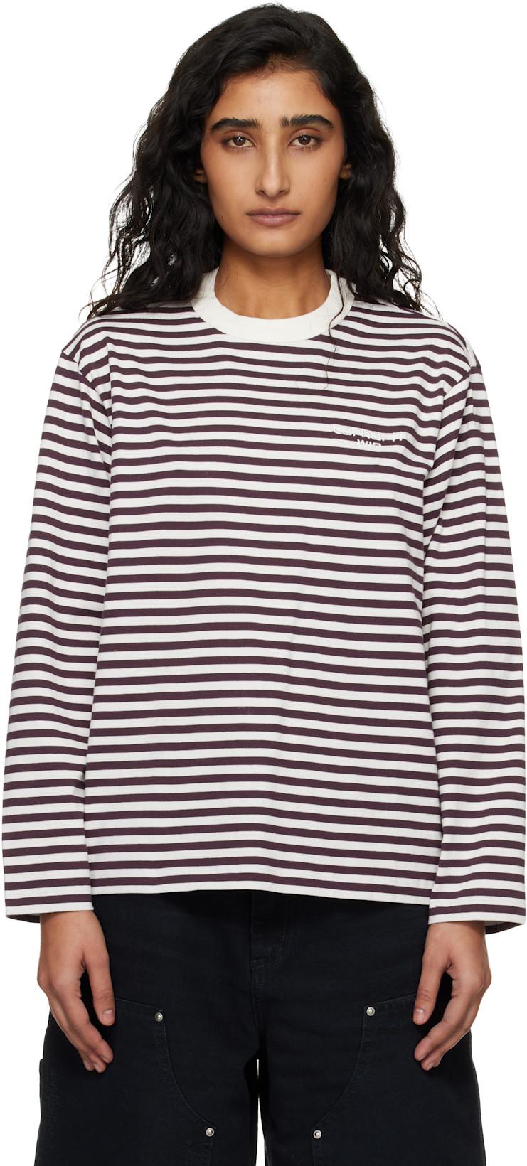Burgundy & White Ezra T-shirt by CARHARTT WIP