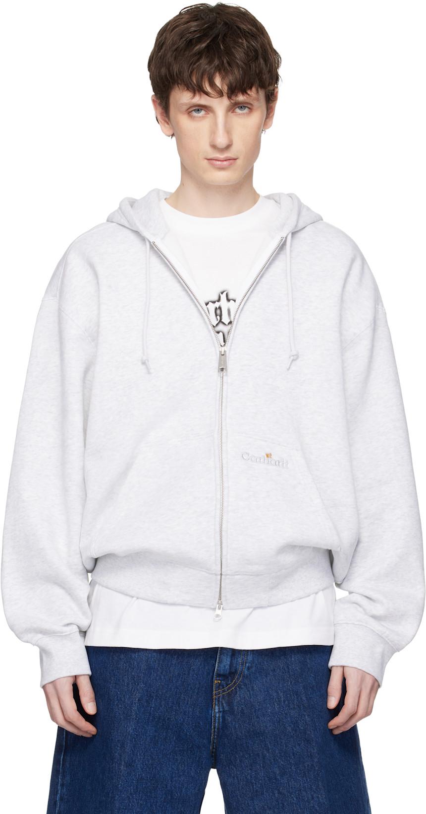 Gray WIP Label Sweat Hoodie by CARHARTT WIP
