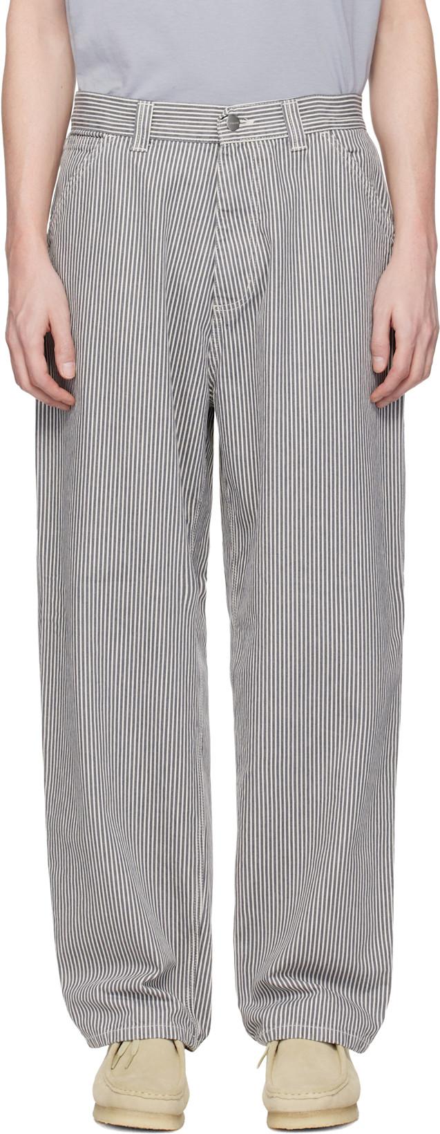 Gray & White Mercer Stripe Single Knee Trousers by CARHARTT WIP
