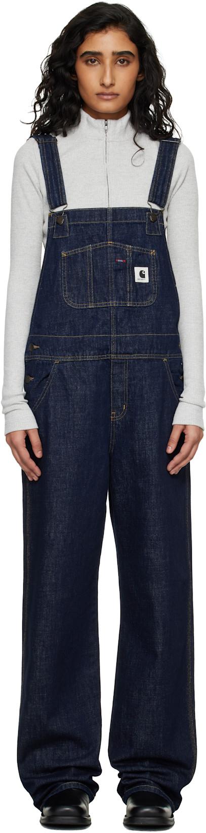 Navy Bib Straight Denim Overalls by CARHARTT WIP