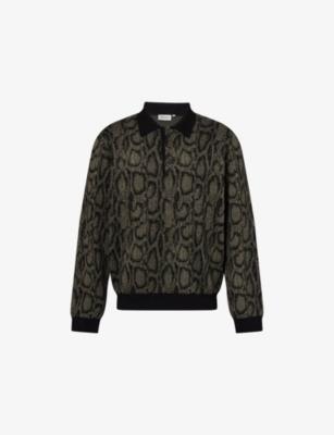 Snake-Print Long-Sleeve Cotton-Knit Polo Top by CARHARTT WIP